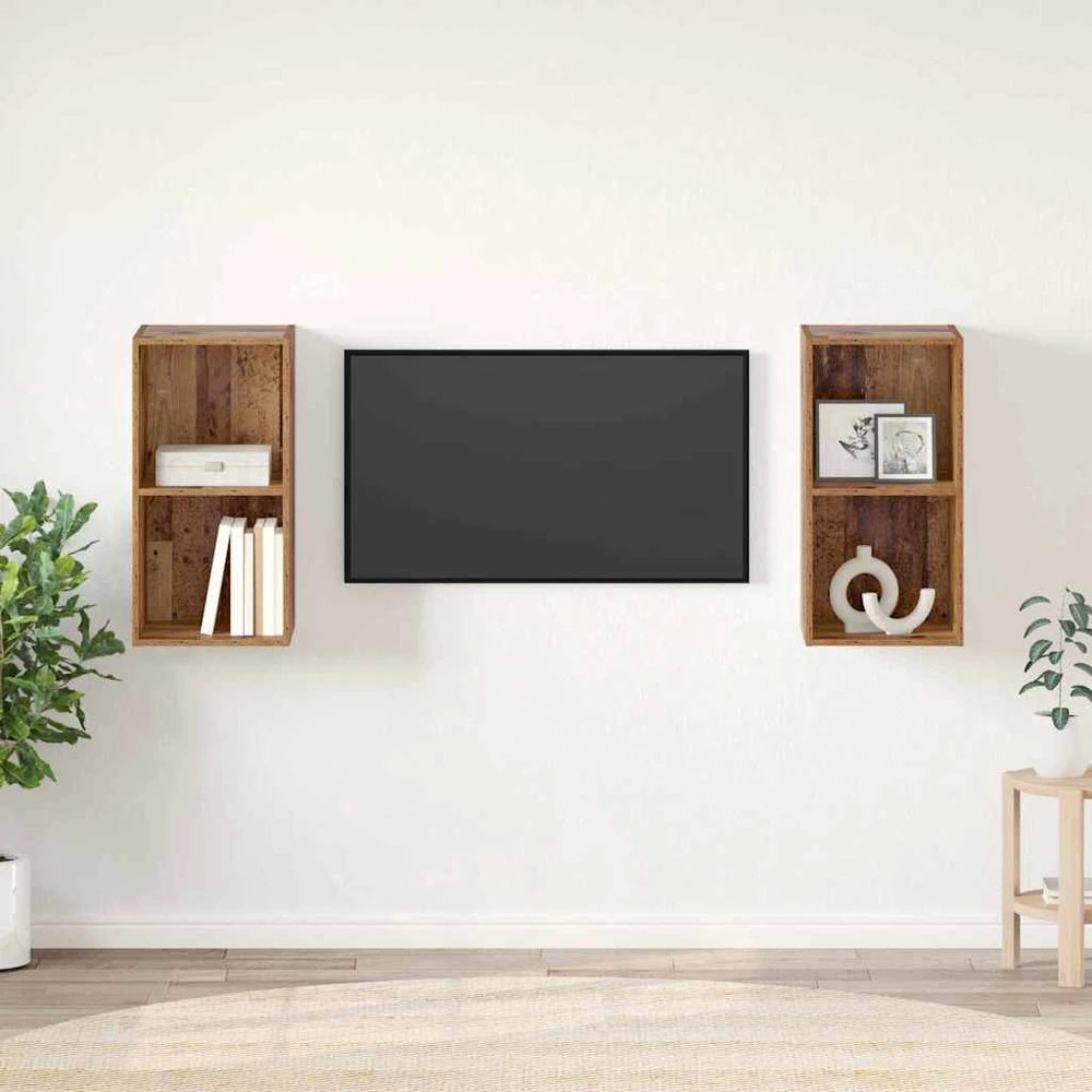TV staliukas TV spintelių komplektas 2 vnt. Senovinis medis Apdirbta mediena