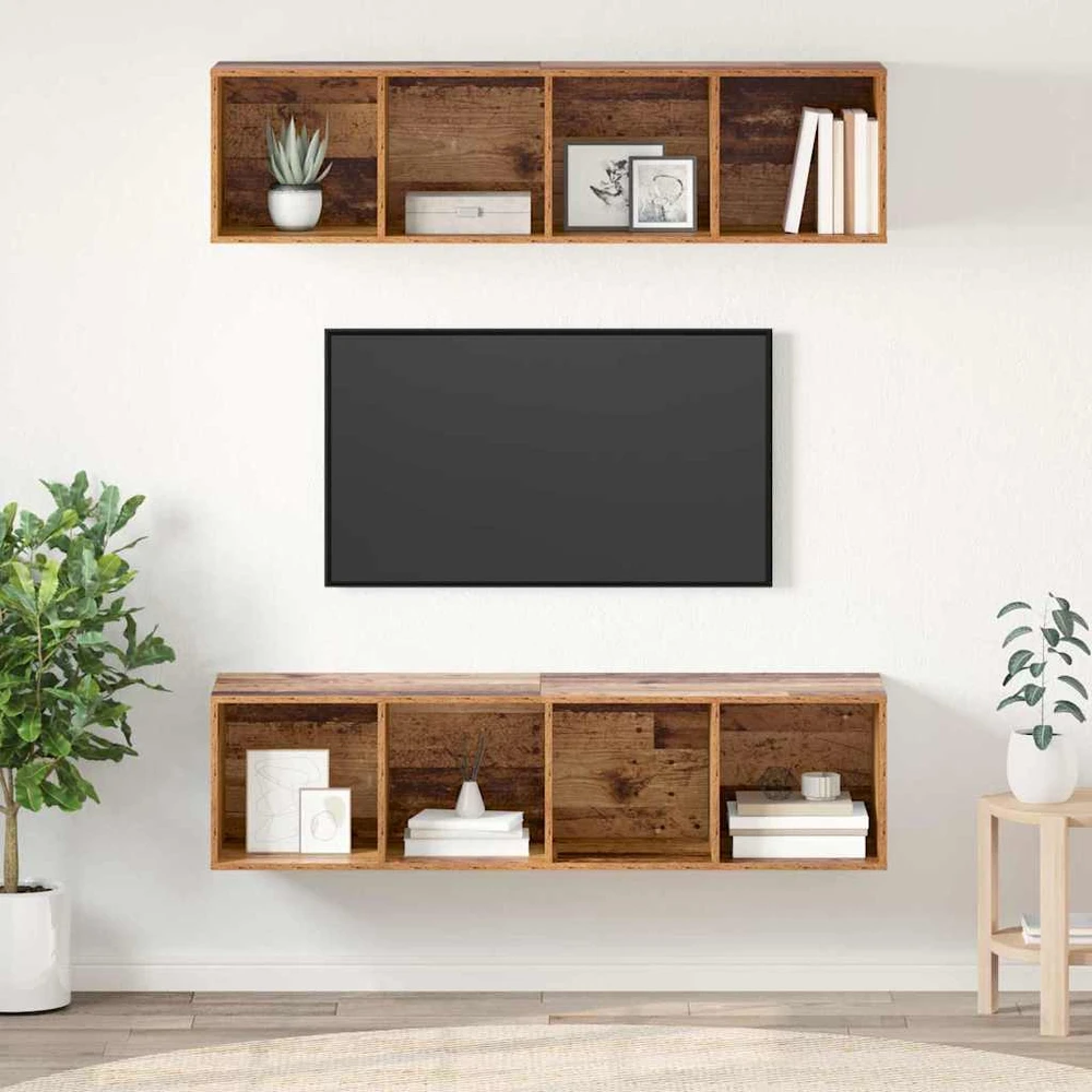 TV staliukas TV spintelių komplektas 2 vnt. Senovinis medis Apdirbta mediena