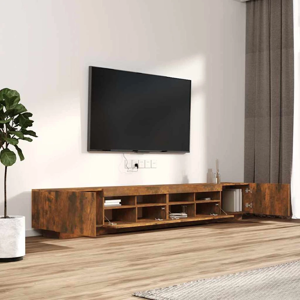 TV staliukas TV spintelių komplektas, 3 dalių, dūminio ąžuolo, mediena