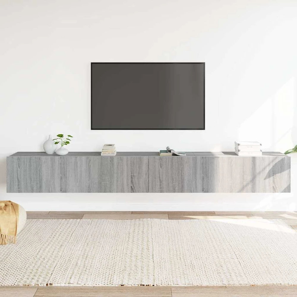 TV staliukas TV spintelių komplektas, 3 dalių, pilkas ąžuolo, mediena