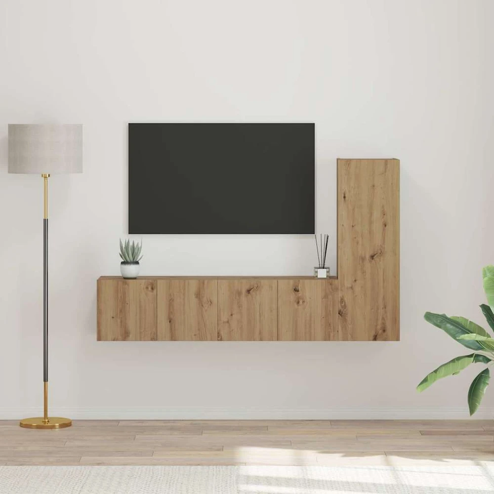 TV staliukas TV spintelių komplektas 3 vnt. Amatininkų ąžuolas