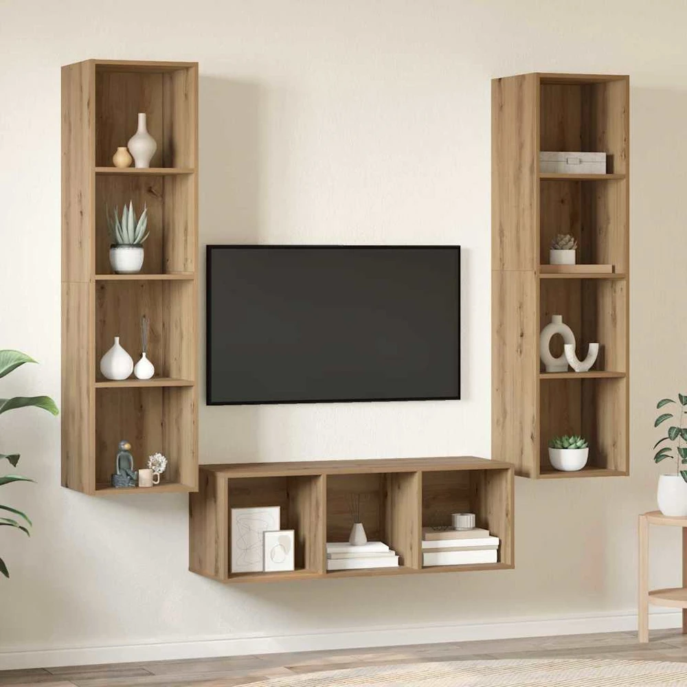 TV staliukas TV spintelių komplektas 3 vnt. Amatininkų ąžuolas
