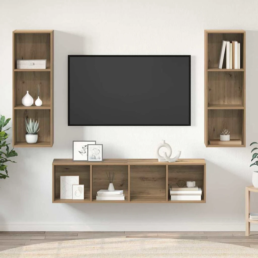 TV staliukas TV spintelių komplektas 3 vnt. Amatininkų ąžuolas