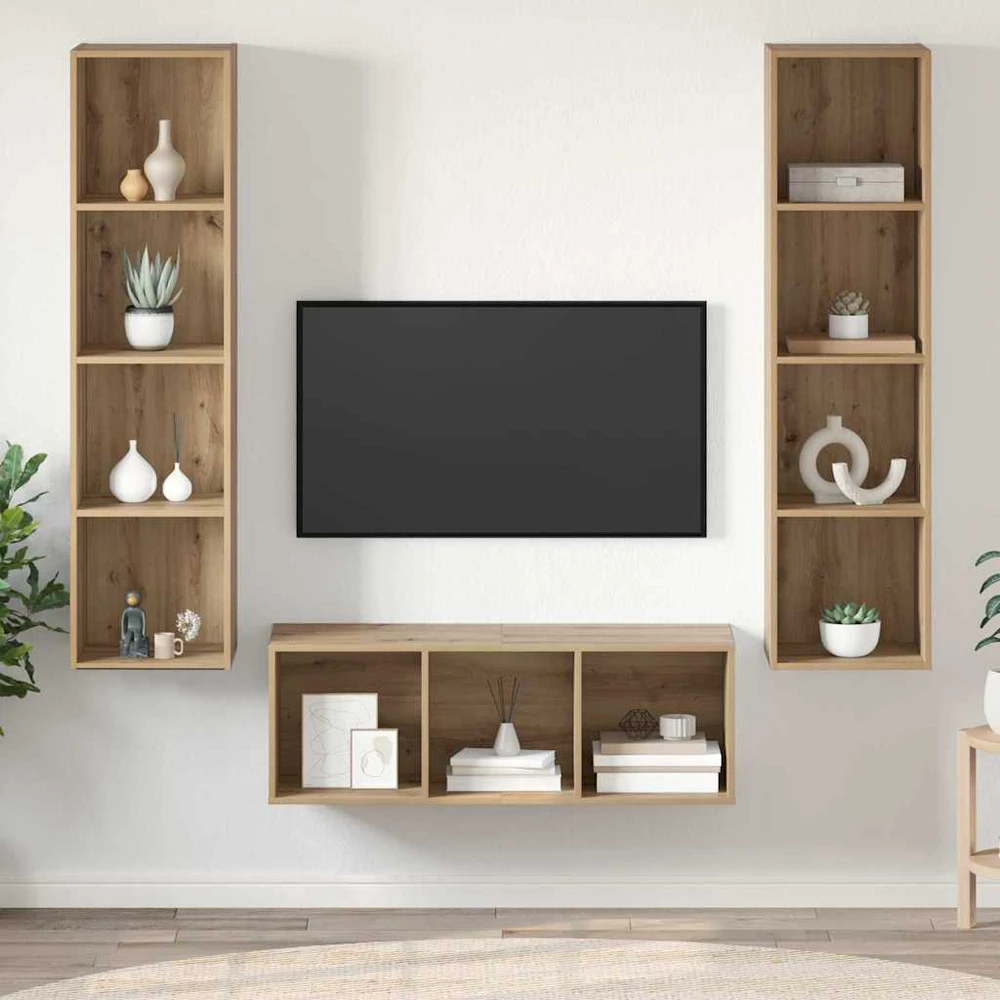 TV staliukas TV spintelių komplektas 3 vnt. Amatininkų ąžuolas