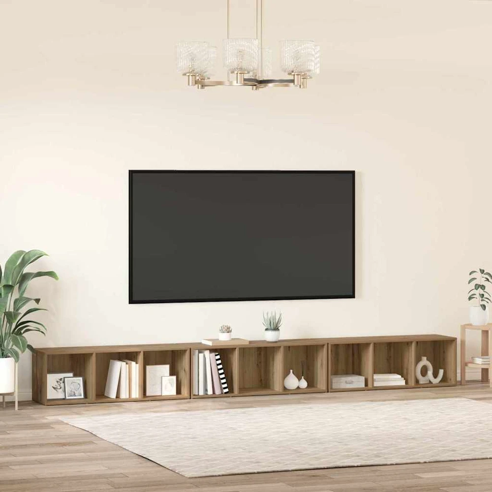 TV staliukas TV spintelių komplektas 3 vnt. Amatininkų ąžuolas