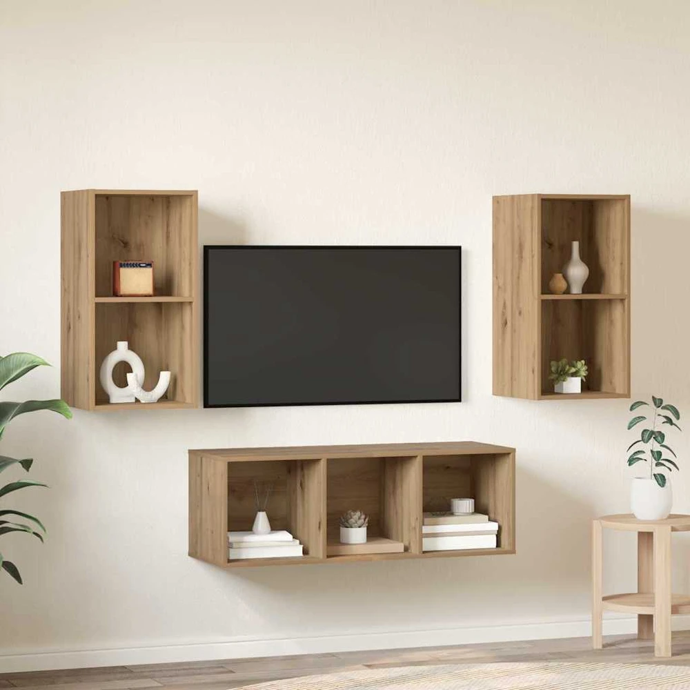 TV staliukas TV spintelių komplektas 3 vnt. Amatininkų ąžuolas