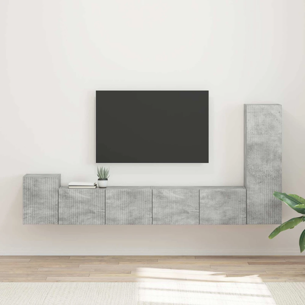 TV staliukas TV spintelių komplektas 3 vnt. Betono pilka Apdirbta mediena