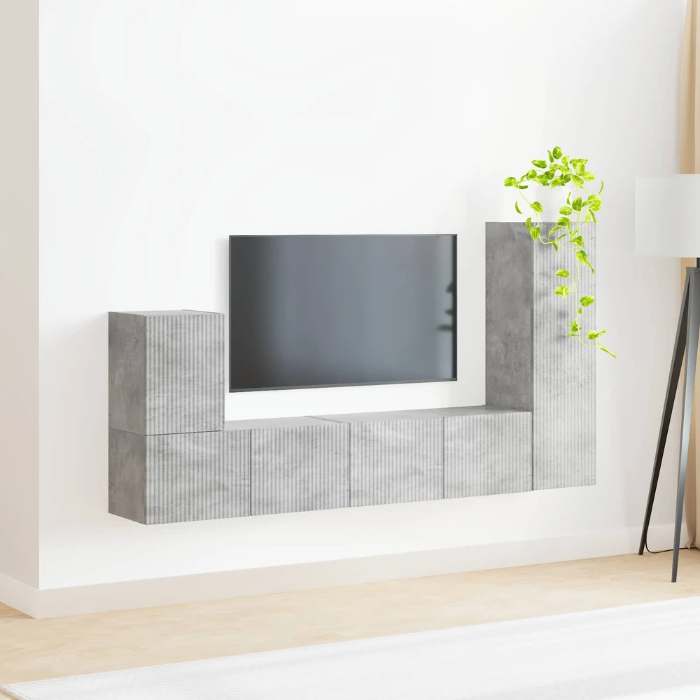 TV staliukas TV spintelių komplektas 3 vnt. Betono pilka Apdirbta mediena