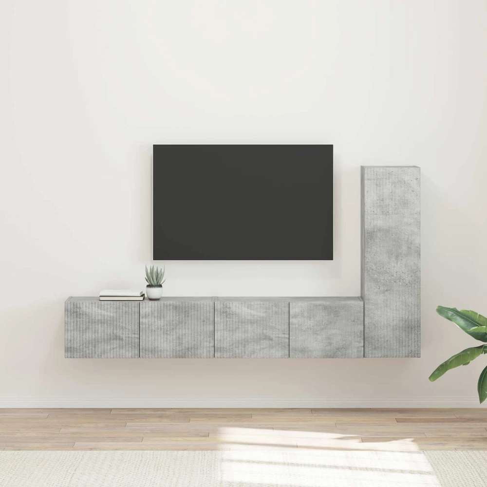 TV staliukas TV spintelių komplektas 3 vnt. Betono pilka Apdirbta mediena