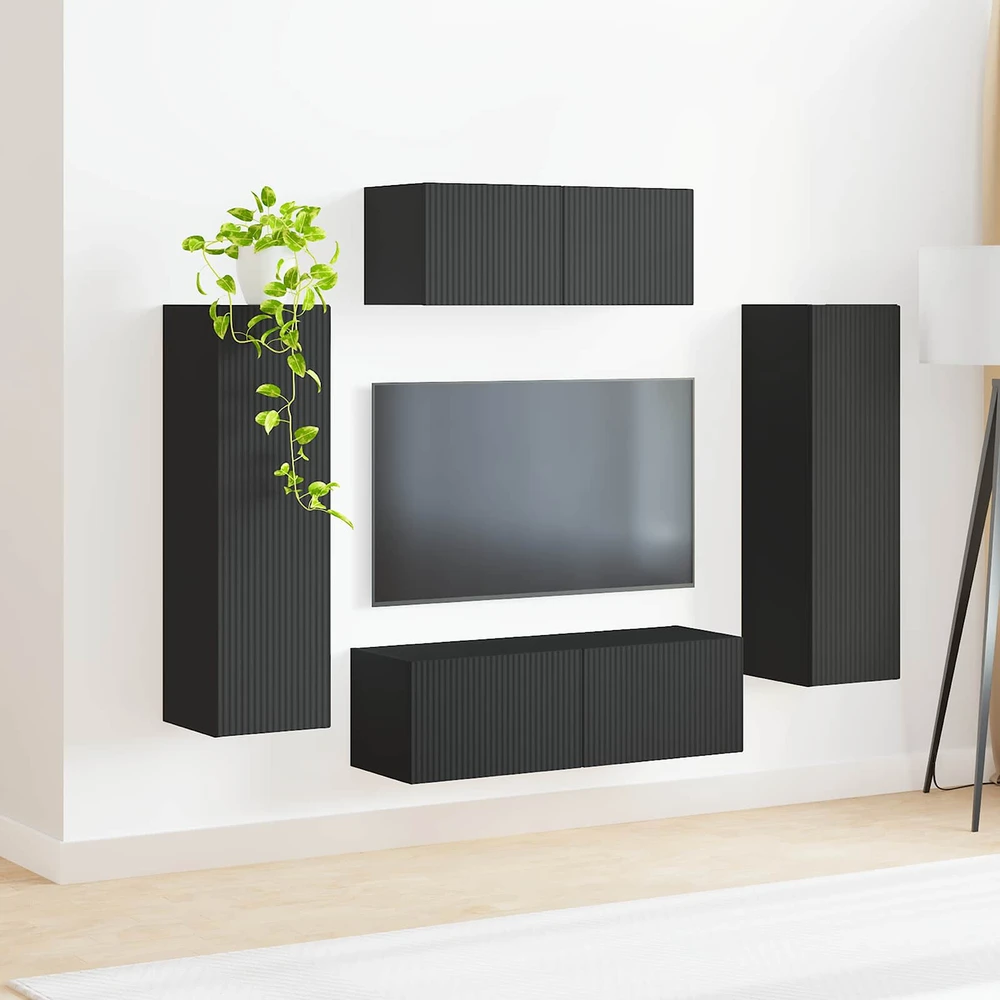 TV staliukas TV spintelių komplektas 3 vnt. Juoda
