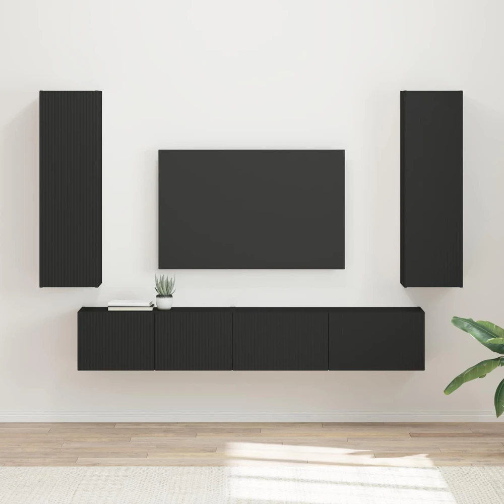 TV staliukas TV spintelių komplektas 3 vnt. Juoda