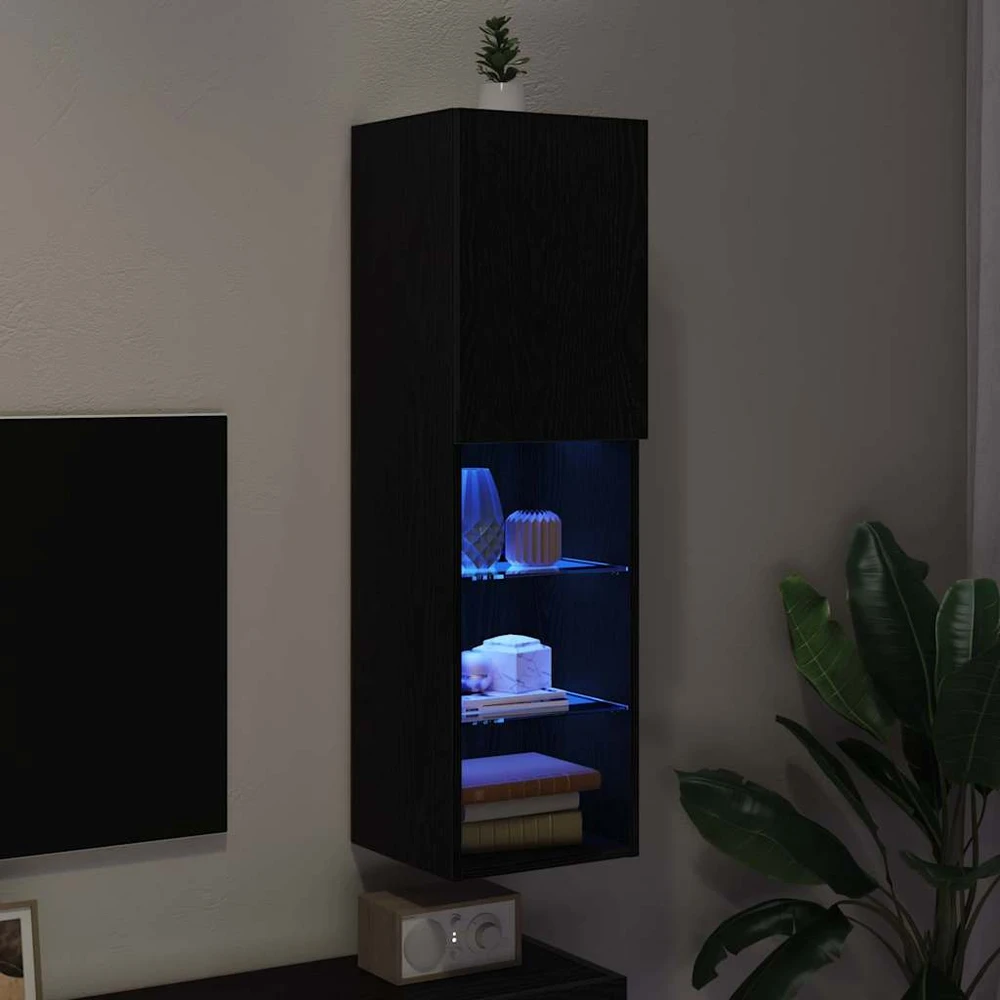 TV staliukas TV spintelių komplektas 30,5 x 30 x 102 cm Juodas ąžuolas