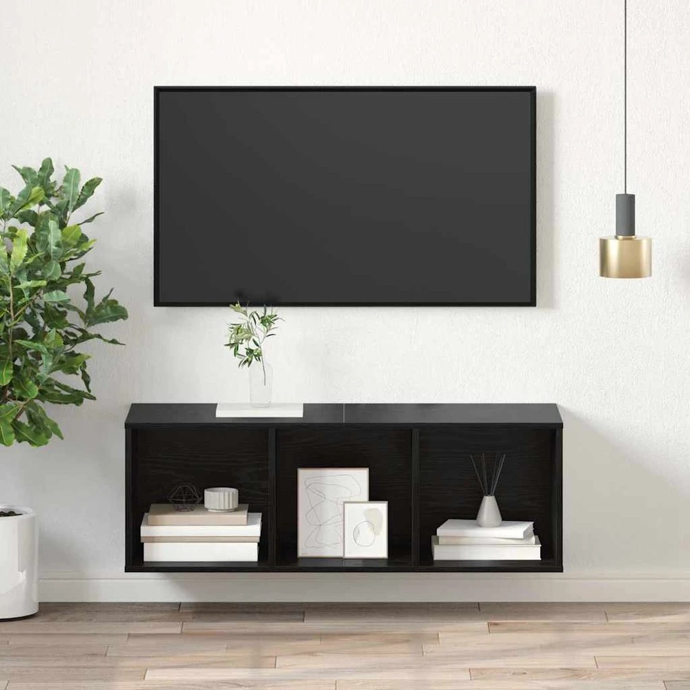TV staliukas TV spintelių komplektas 37 x 37 x 107 cm Juodas ąžuolas