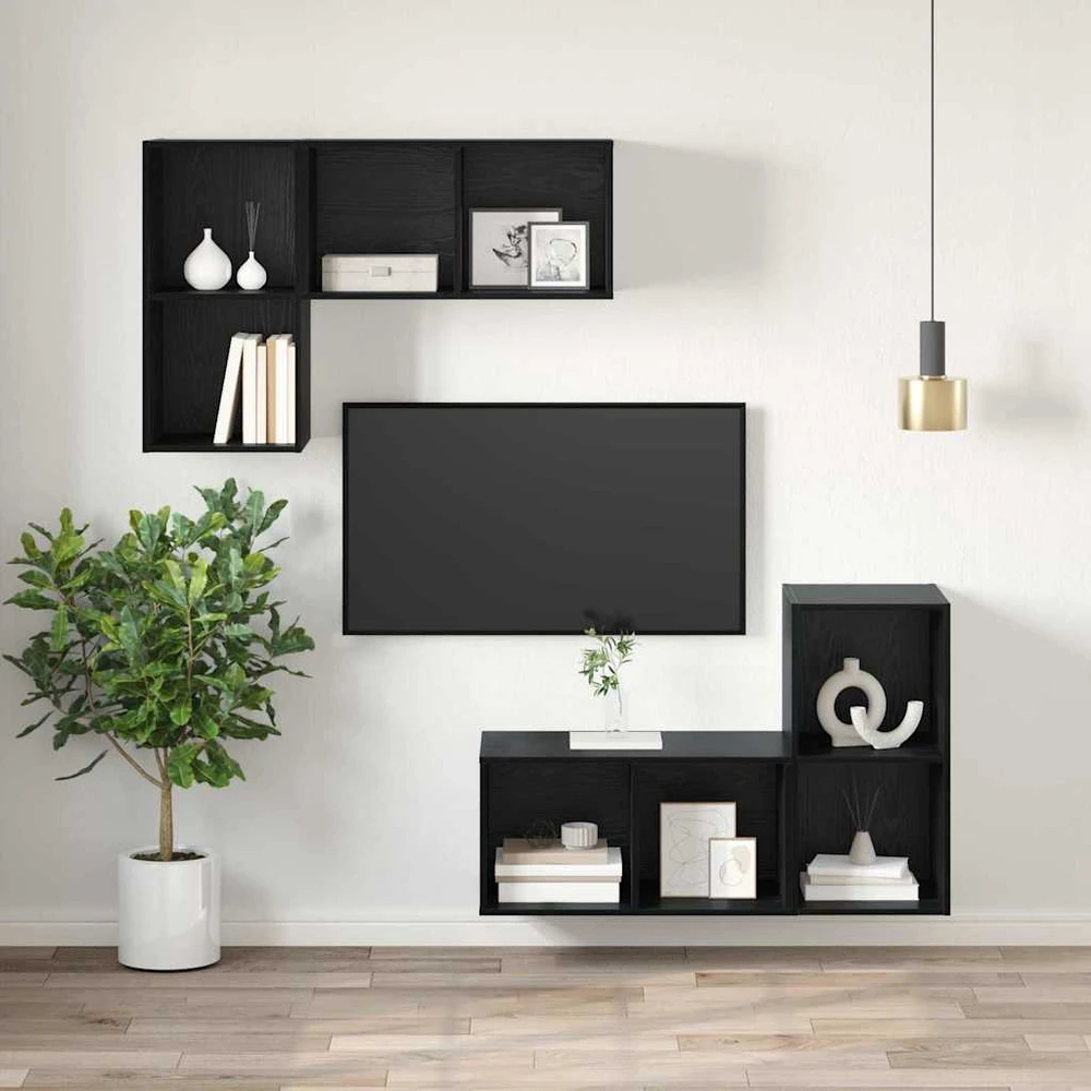 TV staliukas TV spintelių komplektas 37 x 37 x 72 cm Juodas ąžuolas