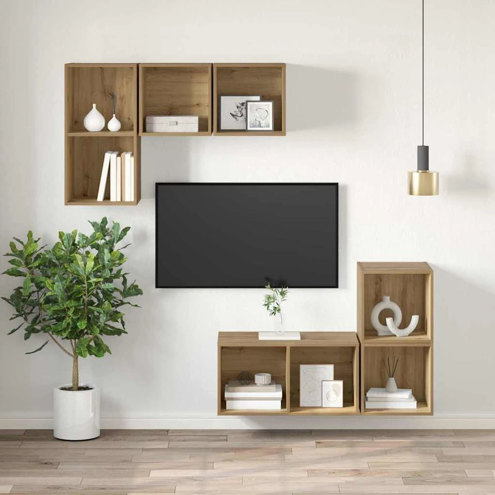 TV staliukas TV spintelių komplektas 37 x 37 x 72 cm Amatininkų ąžuolas