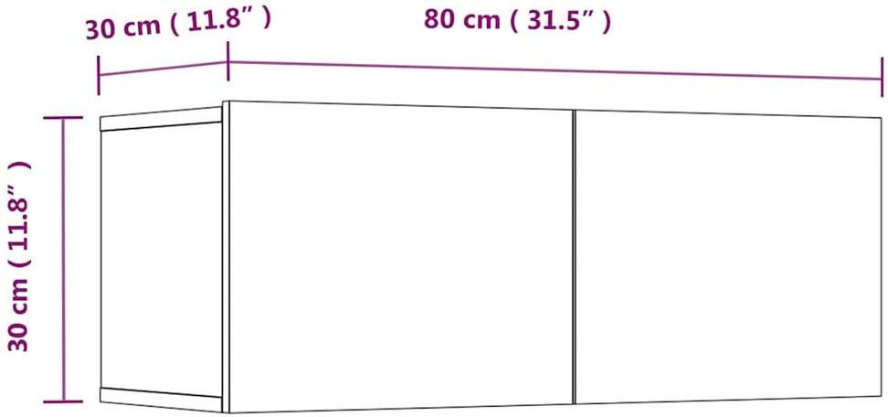 TV staliukas TV spintelių komplektas, 4 dalių, dūminio ąžuolo, mediena