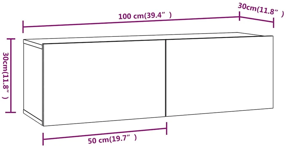TV staliukas TV spintelių komplektas, 4 dalių, pilkas ąžuolo, mediena