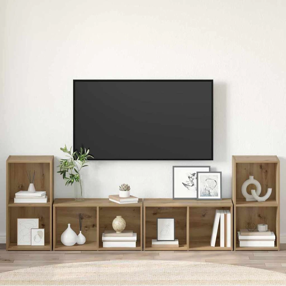 TV staliukas TV spintelių komplektas 4 vnt. Amatininkų ąžuolas