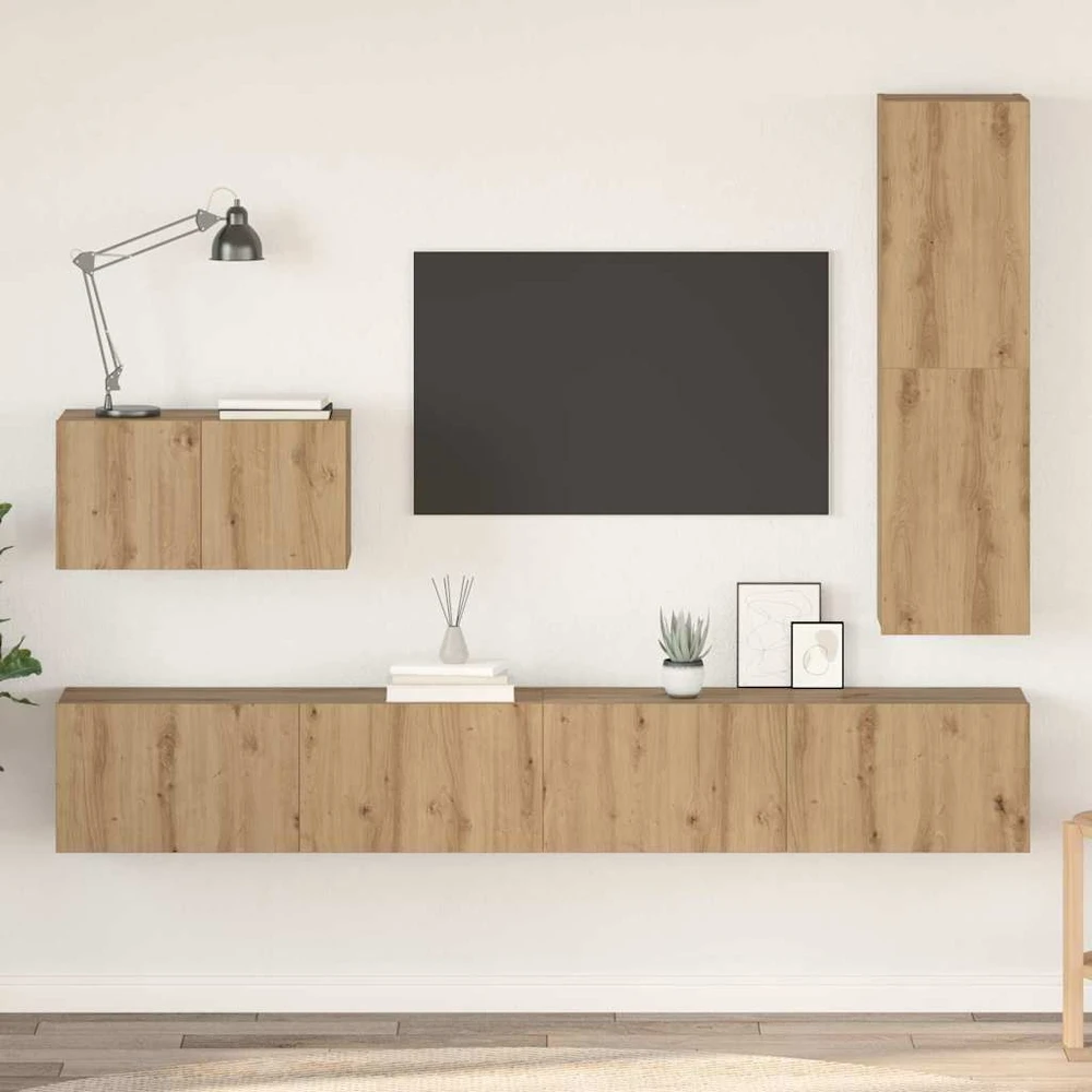 TV staliukas TV spintelių komplektas 4 vnt. Amatininkų ąžuolas