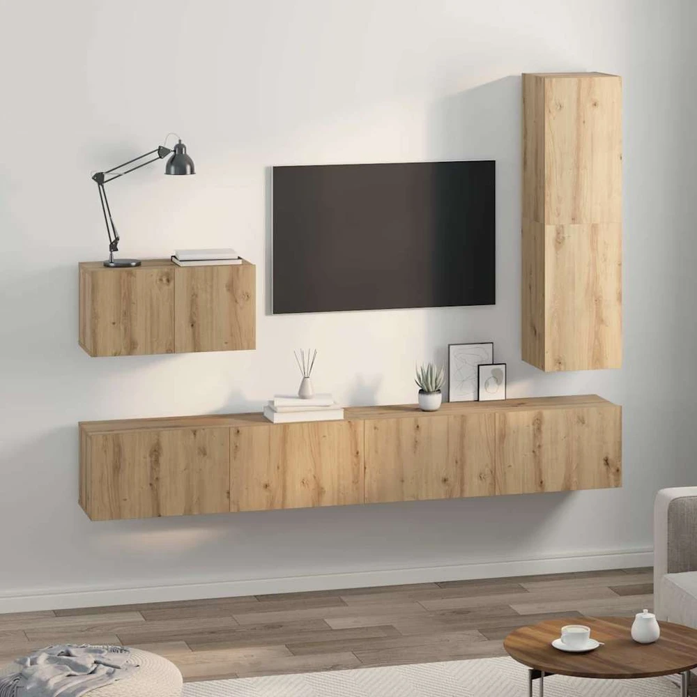 TV staliukas TV spintelių komplektas 4 vnt. Amatininkų ąžuolas