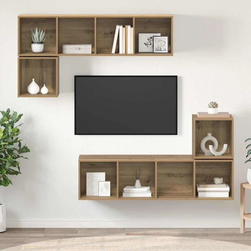 TV staliukas TV spintelių komplektas 4 vnt. Amatininkų ąžuolas