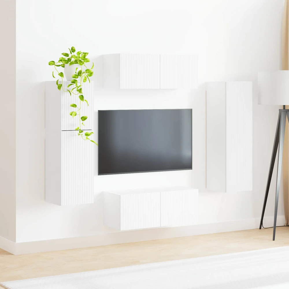 TV staliukas TV spintelių komplektas 4 vnt. Balta Apdirbta mediena