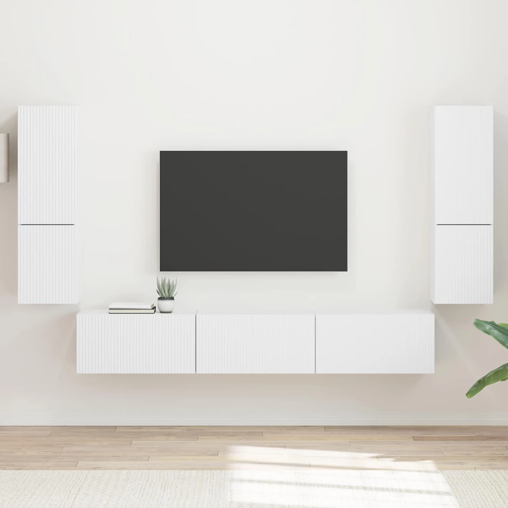 TV staliukas TV spintelių komplektas 4 vnt. Balta Apdirbta mediena