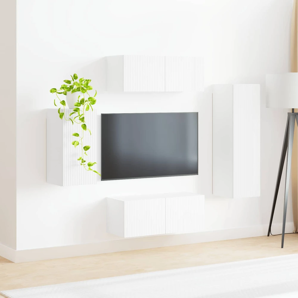 TV staliukas TV spintelių komplektas 4 vnt. Balta