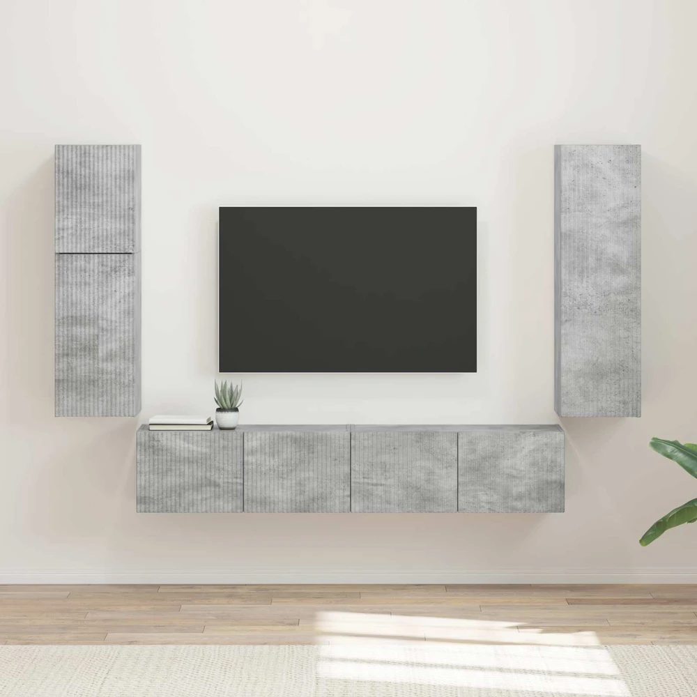 TV staliukas TV spintelių komplektas 4 vnt. Betono pilka Apdirbta mediena
