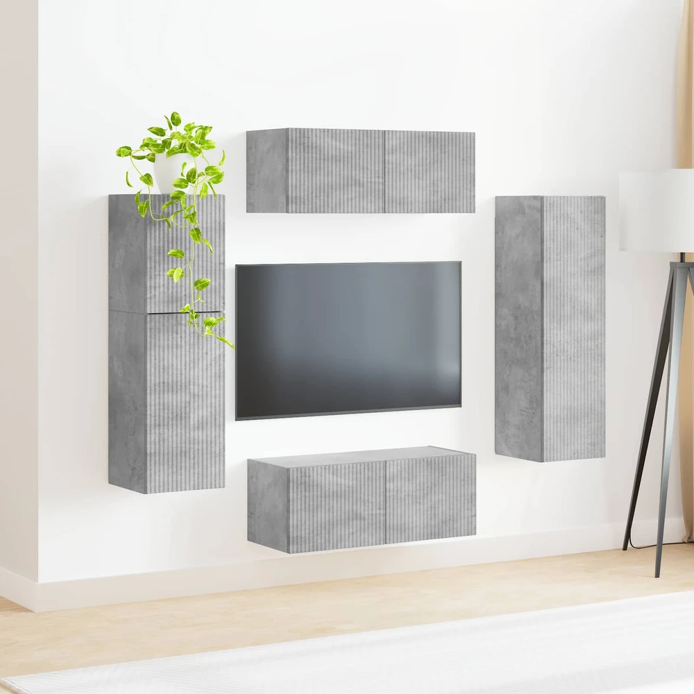 TV staliukas TV spintelių komplektas 4 vnt. Betono pilka Apdirbta mediena