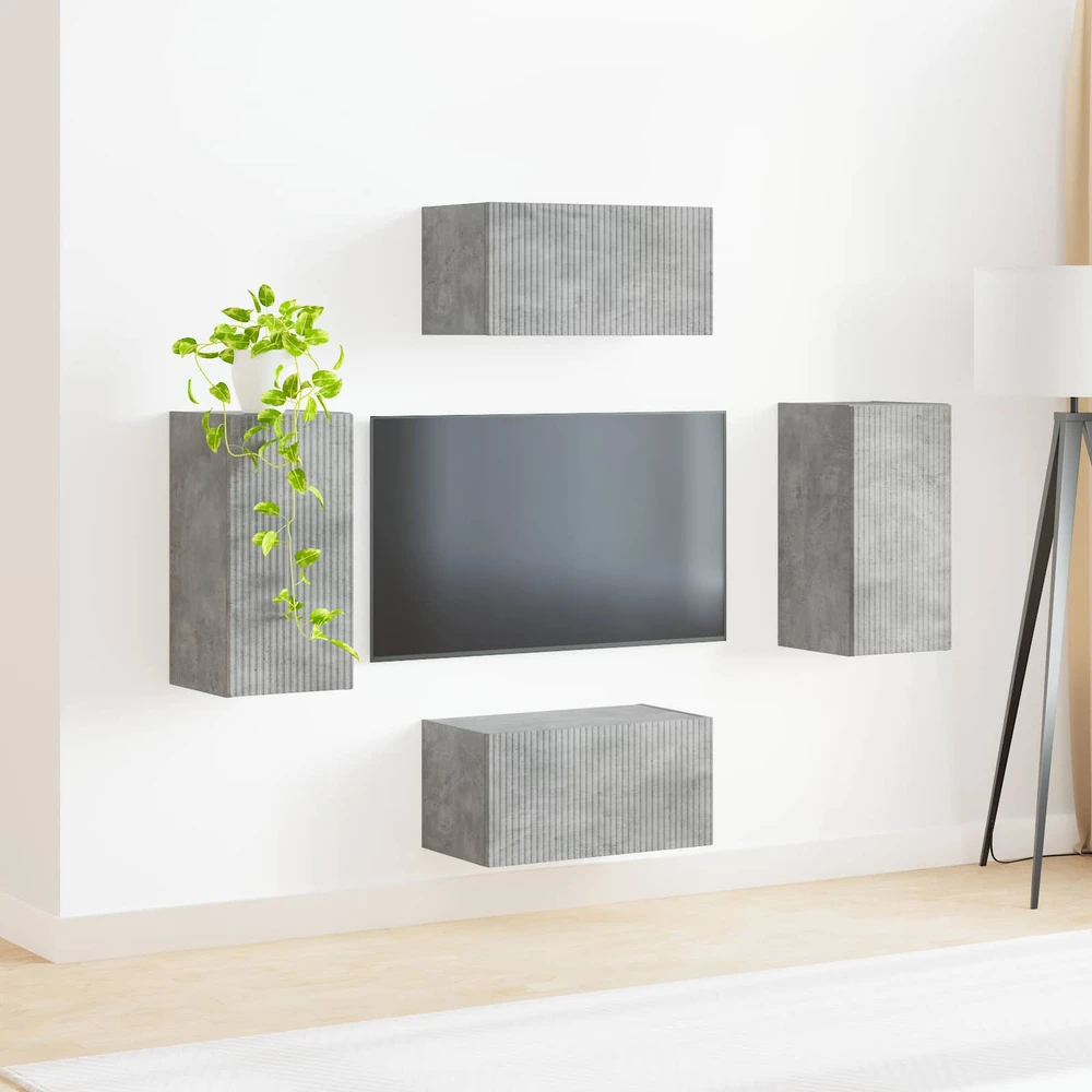 TV staliukas TV spintelių komplektas 4 vnt. Betono pilka Apdirbta mediena