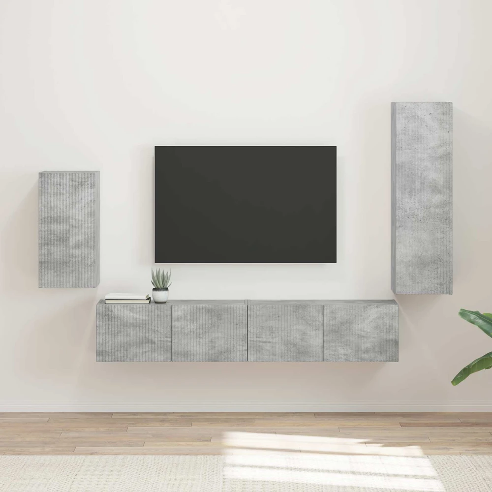 TV staliukas TV spintelių komplektas 4 vnt. Betono pilka Apdirbta mediena
