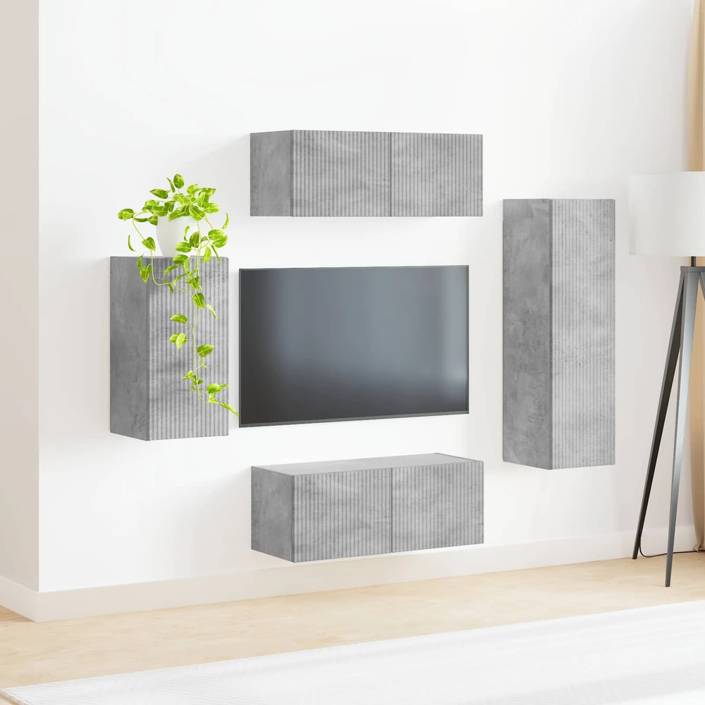 TV staliukas TV spintelių komplektas 4 vnt. Betono pilka Apdirbta mediena