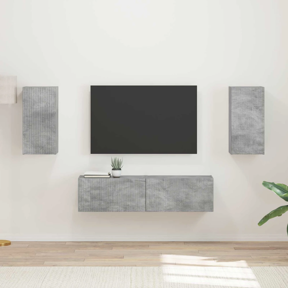 TV staliukas TV spintelių komplektas 4 vnt. Betono pilka Apdirbta mediena