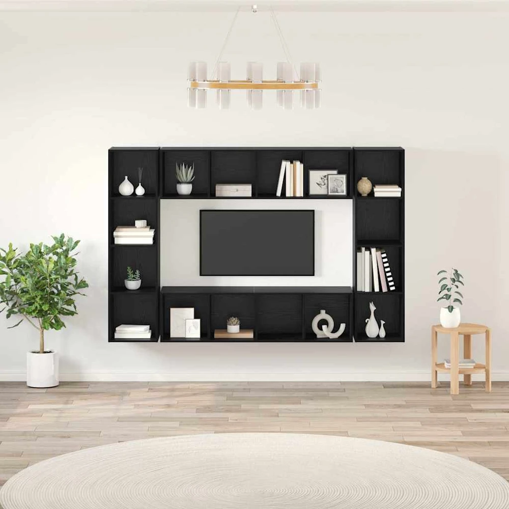 TV staliukas TV spintelių komplektas 4 vnt. Juoda Apdirbta mediena