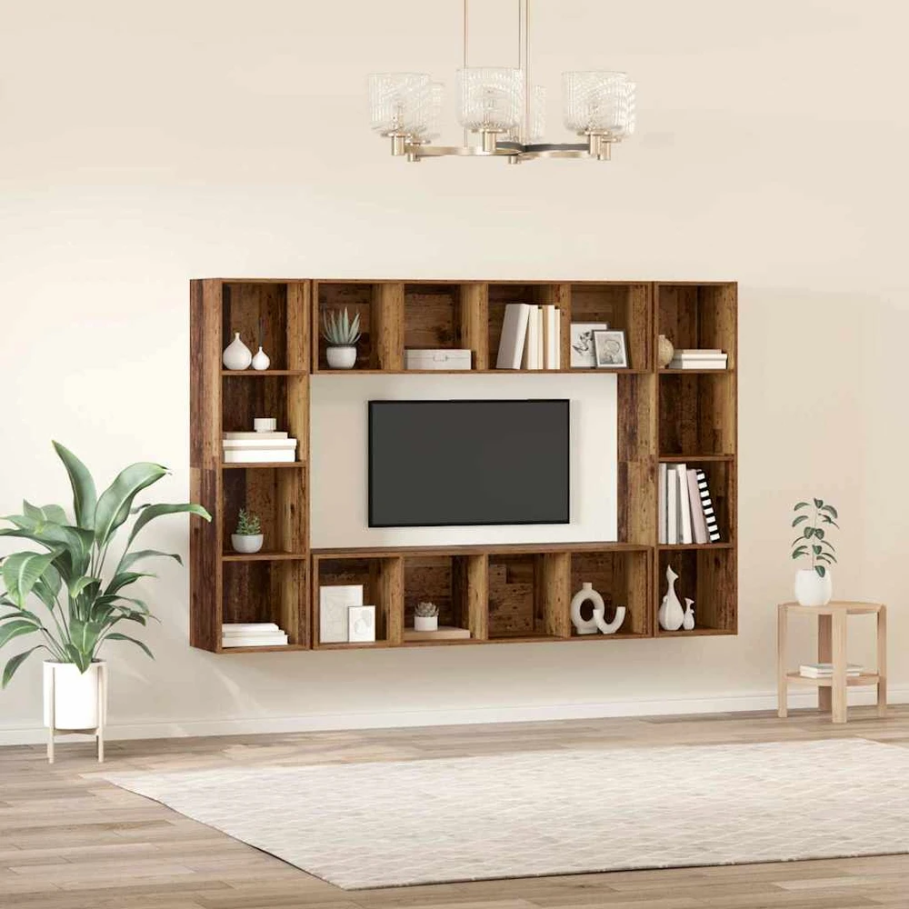 TV staliukas TV spintelių komplektas 4 vnt. Ruda Apdirbta mediena