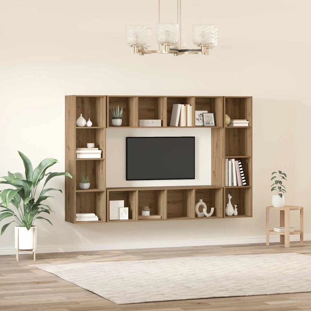 TV staliukas TV spintelių komplektas 4 vnt. Ruda Apdirbta mediena