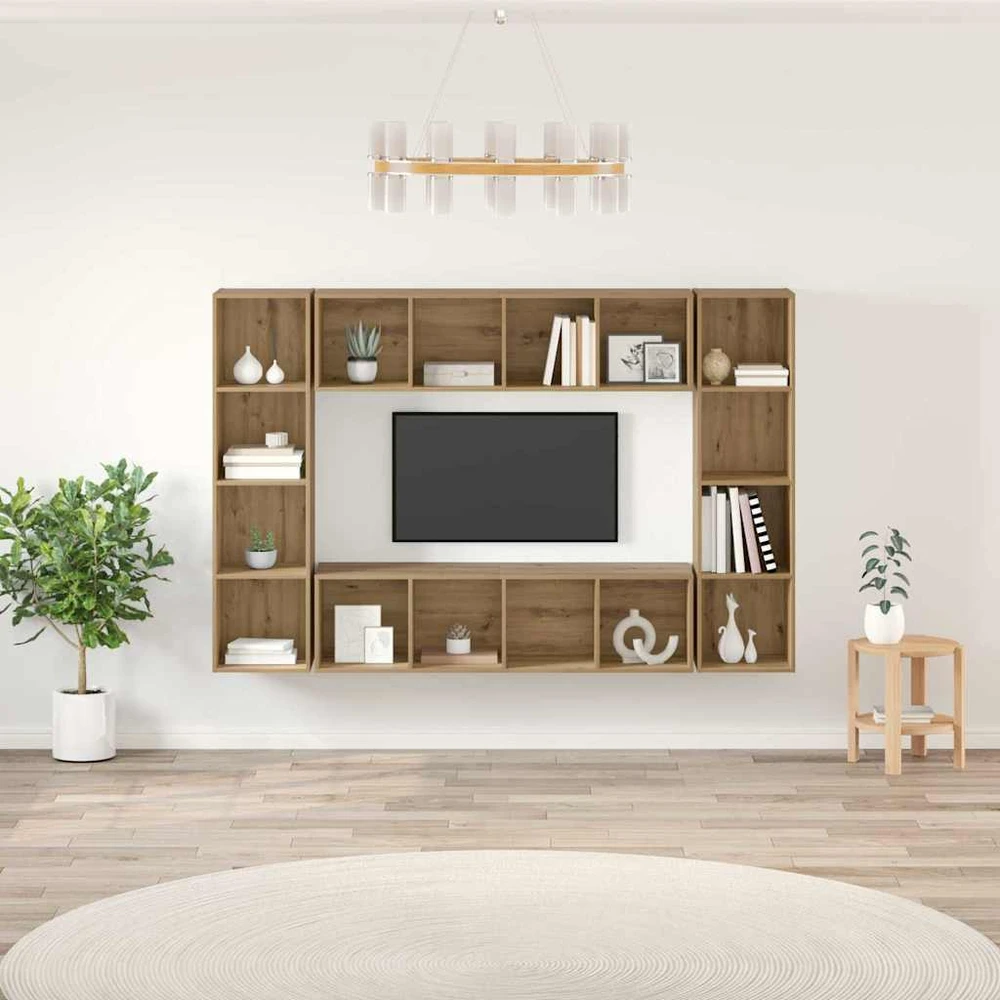 TV staliukas TV spintelių komplektas 4 vnt. Ruda Apdirbta mediena