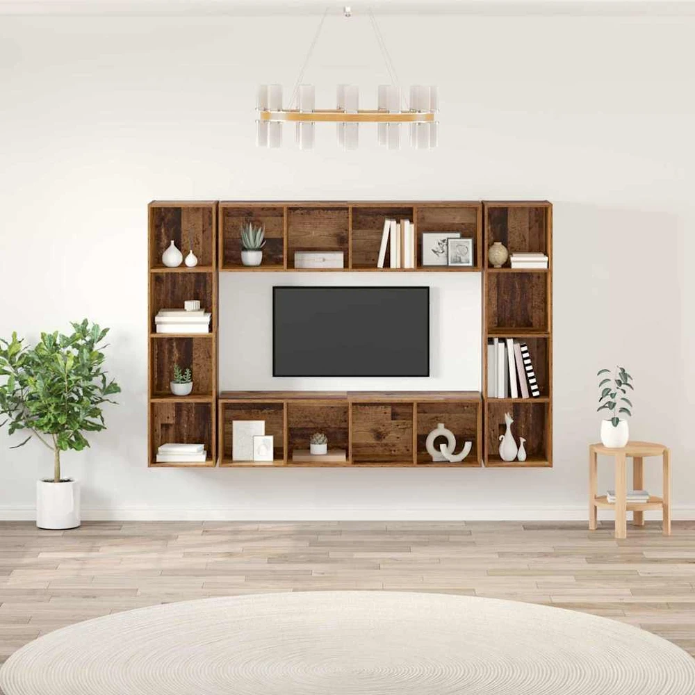 TV staliukas TV spintelių komplektas 4 vnt. Ruda Apdirbta mediena