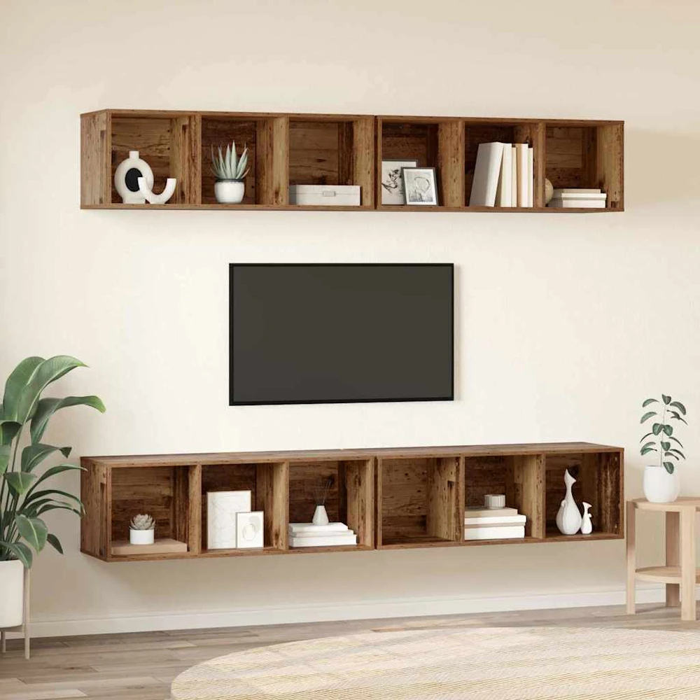 TV staliukas TV spintelių komplektas 4 vnt. Senovinis medis Apdirbta mediena
