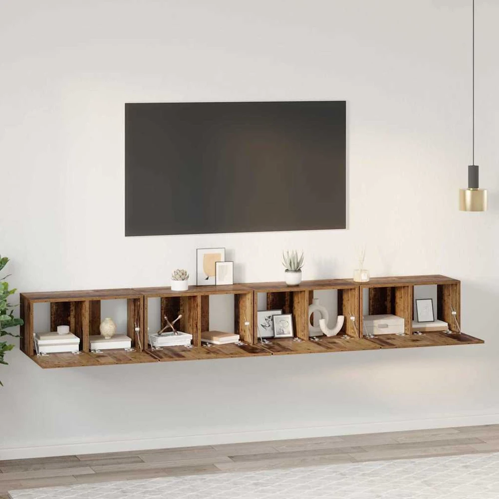TV staliukas TV spintelių komplektas 4 vnt. Senovinis medis Apdirbta mediena