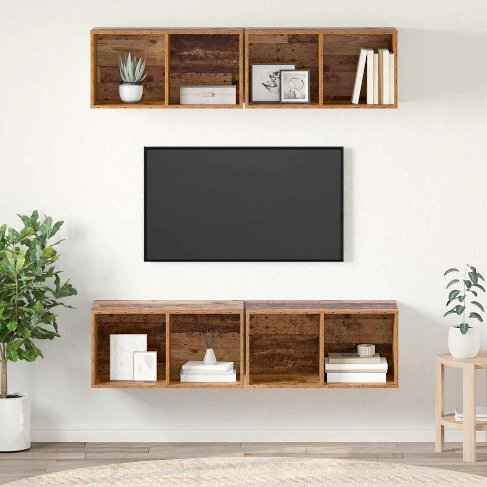 TV staliukas TV spintelių komplektas 4 vnt. Senovinis medis Apdirbta mediena