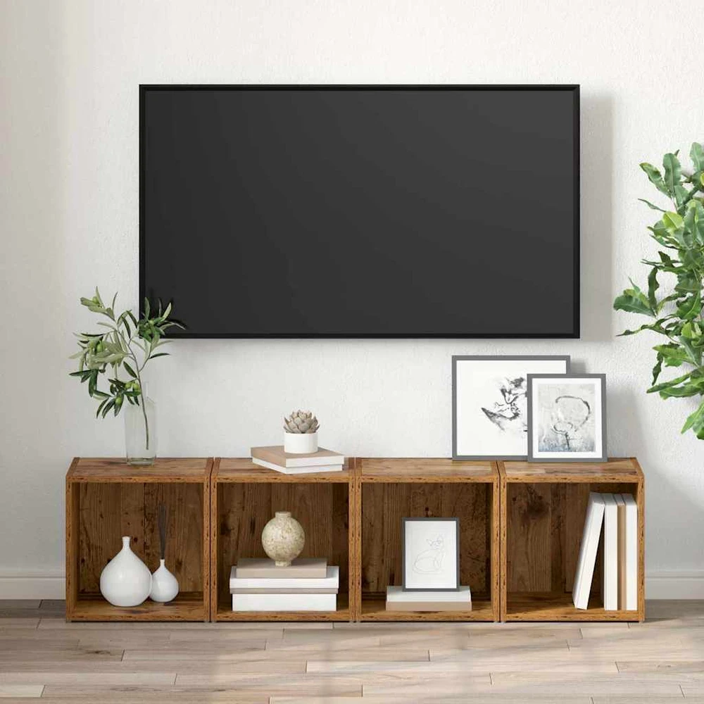TV staliukas TV spintelių komplektas 4 vnt. Senovinis medis Apdirbta mediena