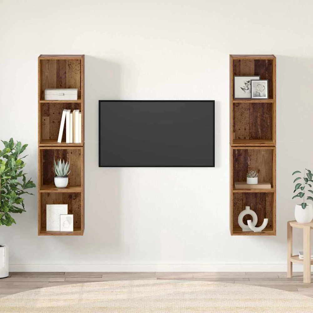 TV staliukas TV spintelių komplektas 4 vnt. Senovinis medis Apdirbta mediena