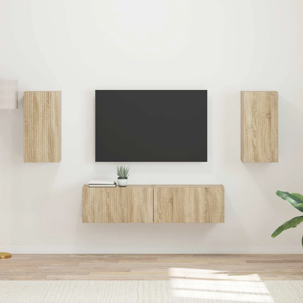 TV staliukas TV spintelių komplektas 4 vnt. Sonoma ąžuolas Apdirbta mediena