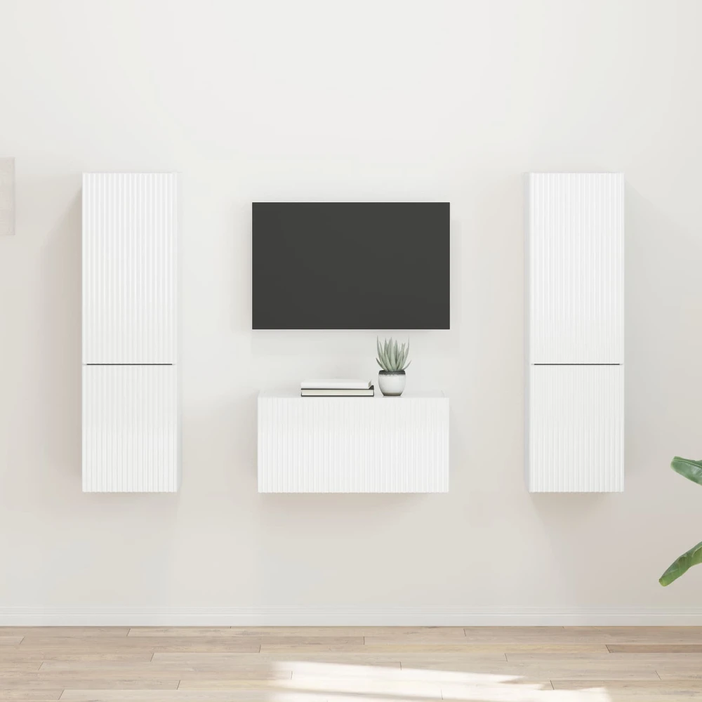 TV staliukas TV spintelių komplektas 5 vnt. Aukštai blizganti balta