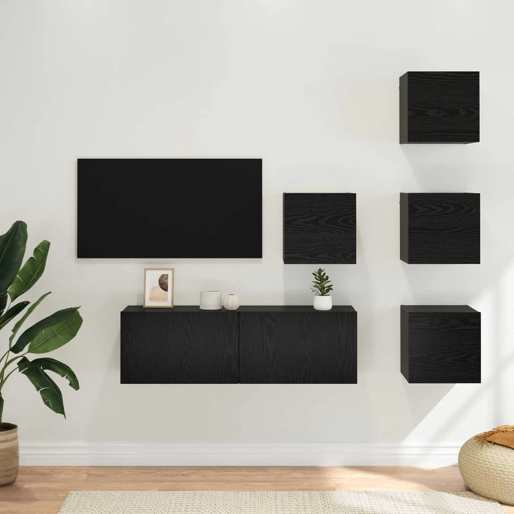 TV staliukas TV spintelių komplektas 5 vnt. Juodojo ąžuolo Apdirbta mediena