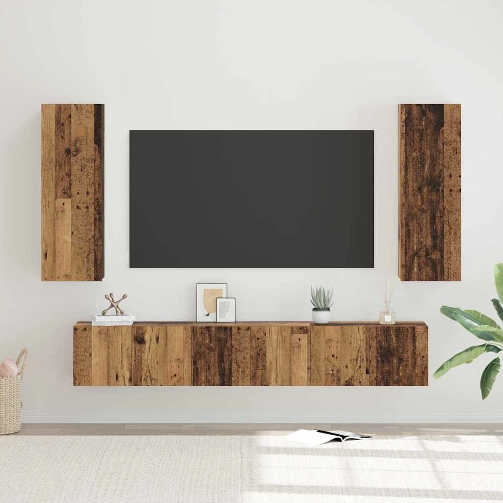 TV staliukas TV spintelių komplektas 5 vnt. Senovinis medis Apdirbta mediena