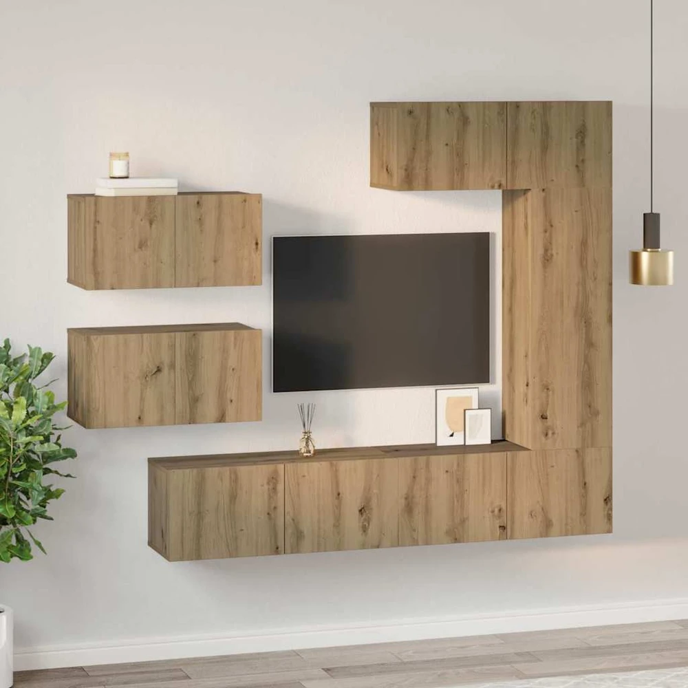 TV staliukas TV spintelių komplektas 6 vnt. Amatininkų ąžuolas