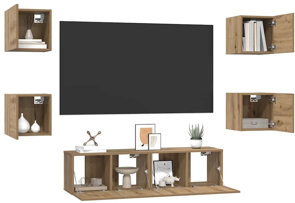 TV staliukas TV spintelių komplektas 6 vnt. Amatininkų ąžuolas